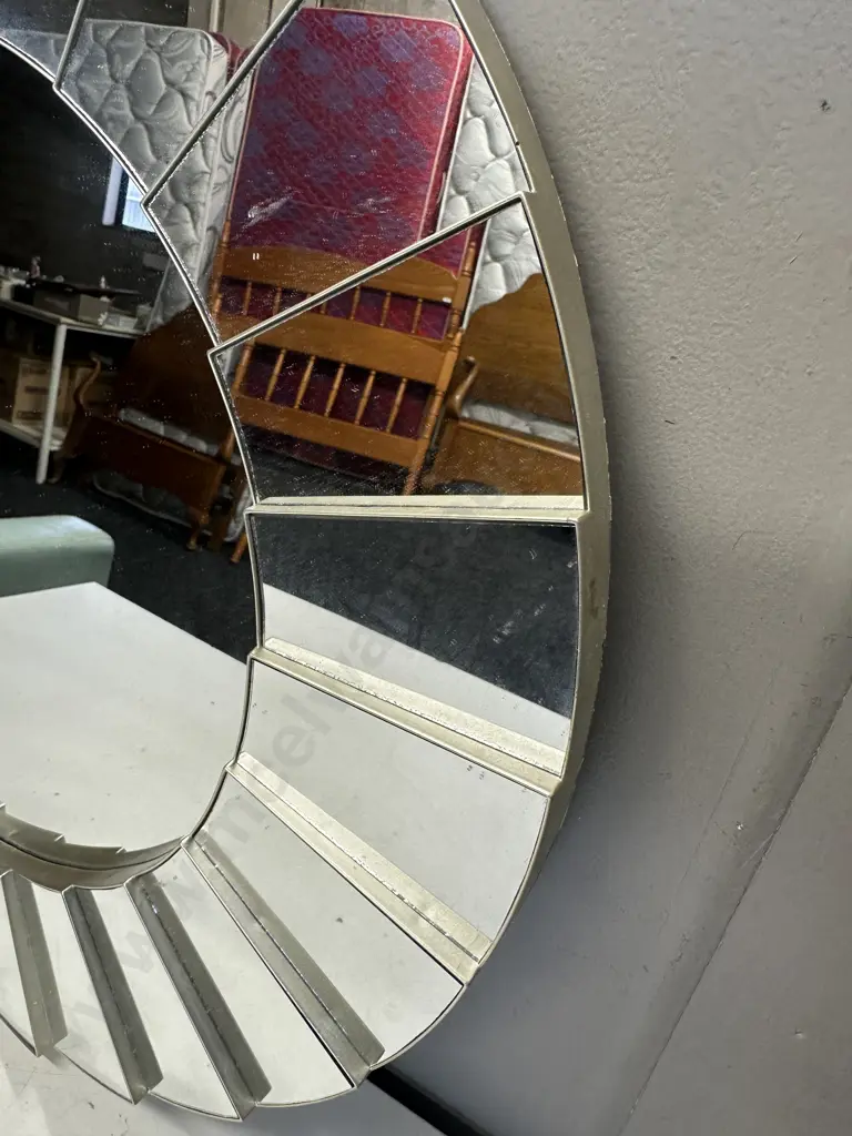 Modernist Round Wall Mirror. 56 x 56cm Image 1++