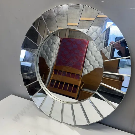 Modernist Round Wall Mirror. 56 x 56cm
