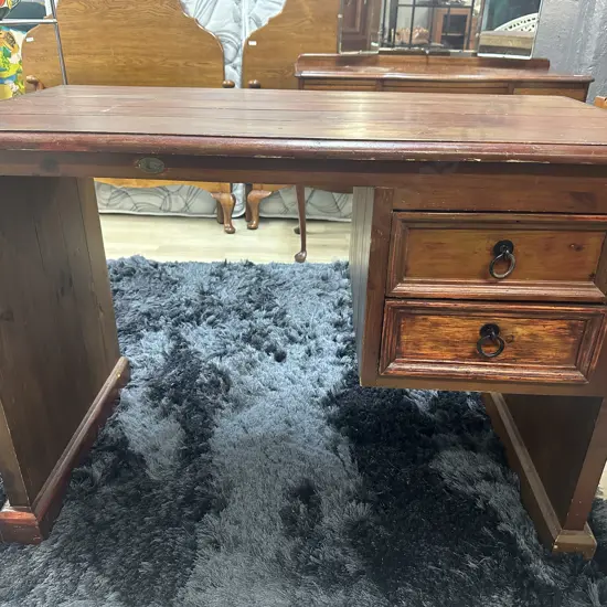 Outback Furniture Rustic Solid Wood 2 Drawer Students Desk. H76.5 W110 D56cm