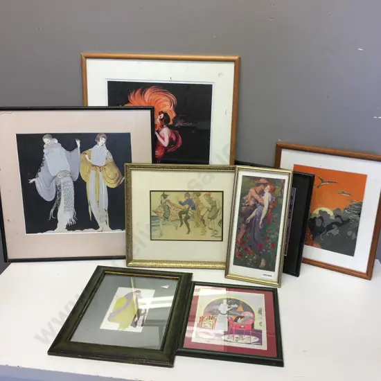 Lot of 8 Vintage Art Deco Prints