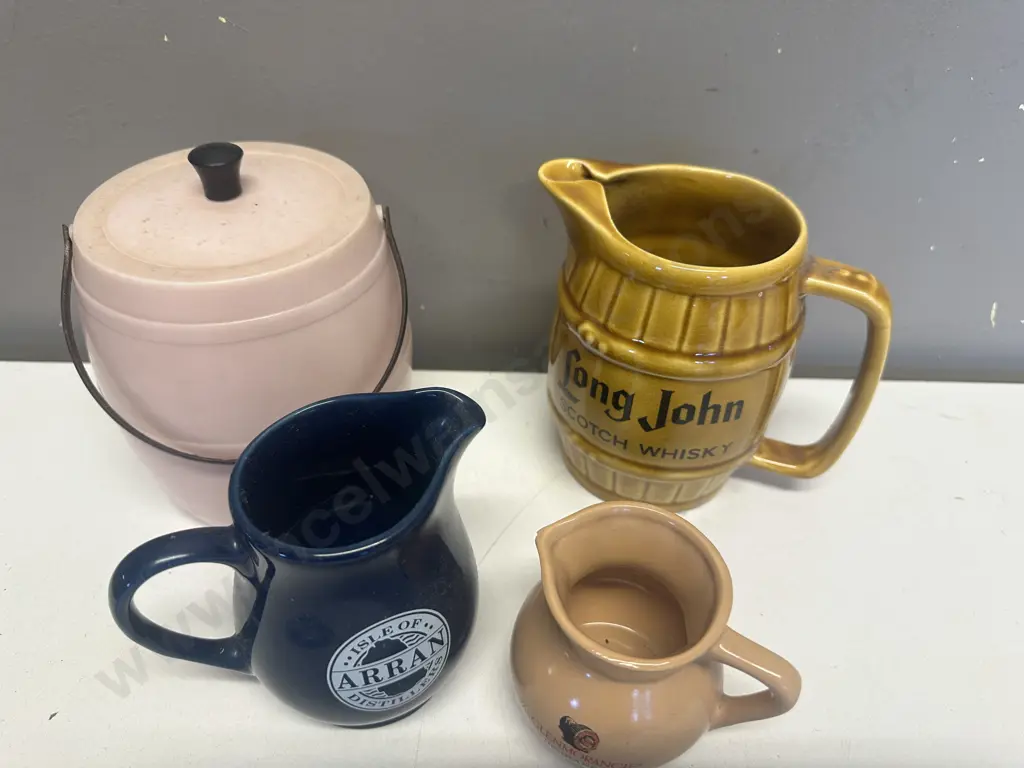 Vintage English Ice Bucket, Wade Scotch Whiskey Water Jug Etc Image 1++
