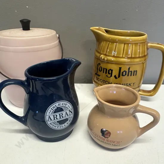 Vintage English Ice Bucket, Wade Scotch Whiskey Water Jug Etc
