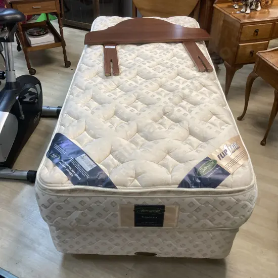 Tattersfield Tuscon Physiocare Collection Long Single Size Mattress & Base With Mahogany Headboard