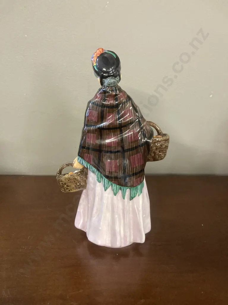 Royal Doulton Figure The Orange Lady HN1759 Pink & Tartan Colourway, Designer Leslie Harradine, Issued 1936-1975. H21cm Image 1++