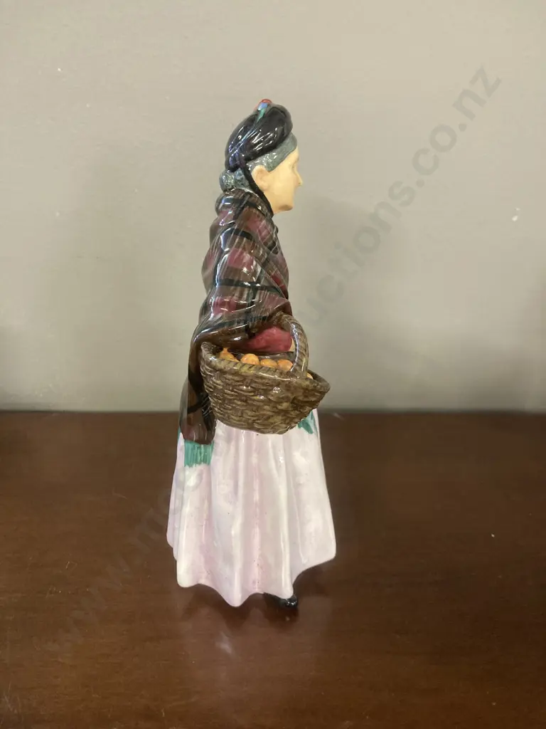 Royal Doulton Figure The Orange Lady HN1759 Pink & Tartan Colourway, Designer Leslie Harradine, Issued 1936-1975. H21cm Image 1++
