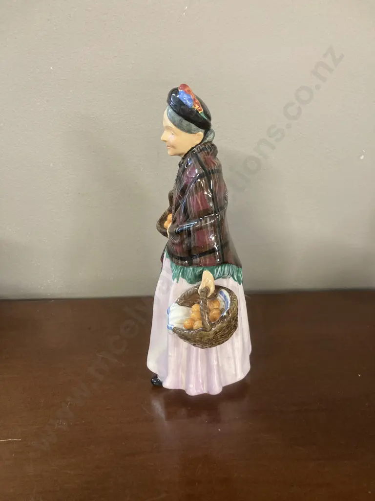 Royal Doulton Figure The Orange Lady HN1759 Pink & Tartan Colourway, Designer Leslie Harradine, Issued 1936-1975. H21cm Image 1++