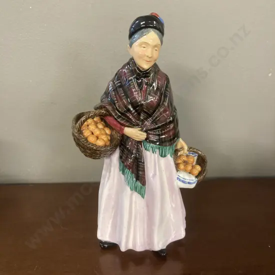 Royal Doulton Figure The Orange Lady HN1759 Pink & Tartan Colourway, Designer Leslie Harradine, Issued 1936-1975. H21cm