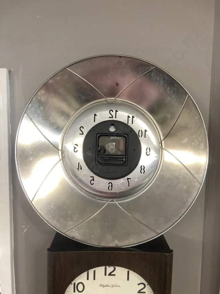 Polished Metal Wall Clock, Pierced Numbers, Quartz Battery Operated. Dia36cm Image 1++