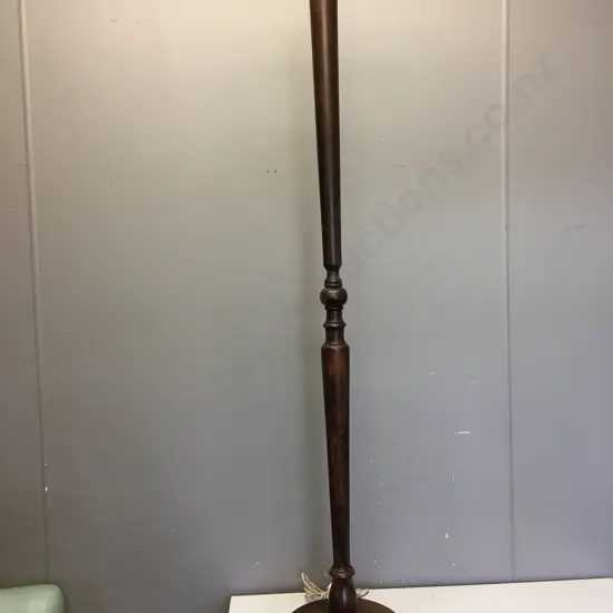Vintage Mahogany Round Base Standing Floor Lamp