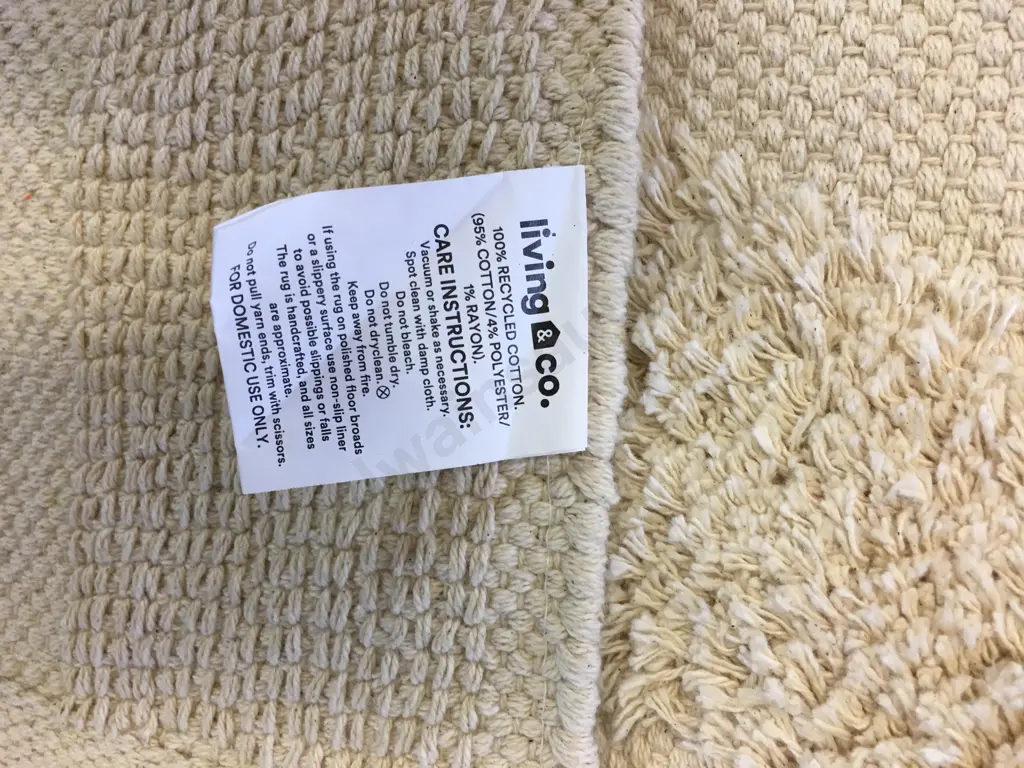Living & Co 100% Recycled Cotton Floor Rug W1609,L238cm.  Image 1++