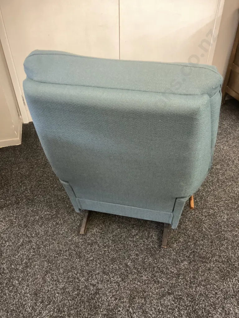 Vintage Green Fabric Button Back Rocker Recliner Image 1++