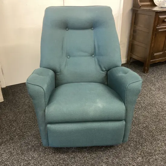 Vintage Green Fabric Button Back Rocker Recliner
