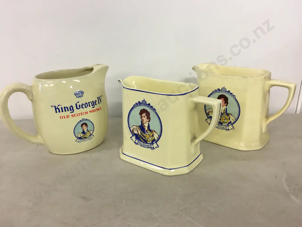 Vintage King George lV Old Scotch Whiskey Wade Pitcher / Jug x3 Image 1++