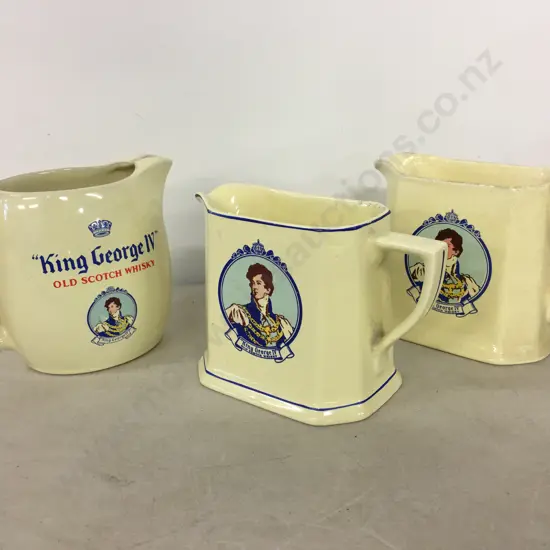 Vintage King George lV Old Scotch Whiskey Wade Pitcher / Jug x3