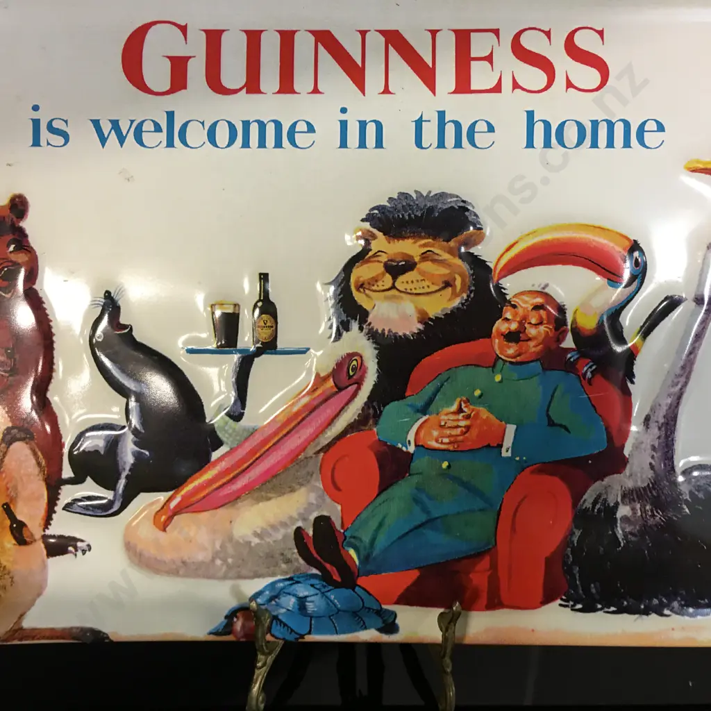 Embossed Tin Animals "Guinness Is Welcome" Sign. 20 x 30cm Image 1++