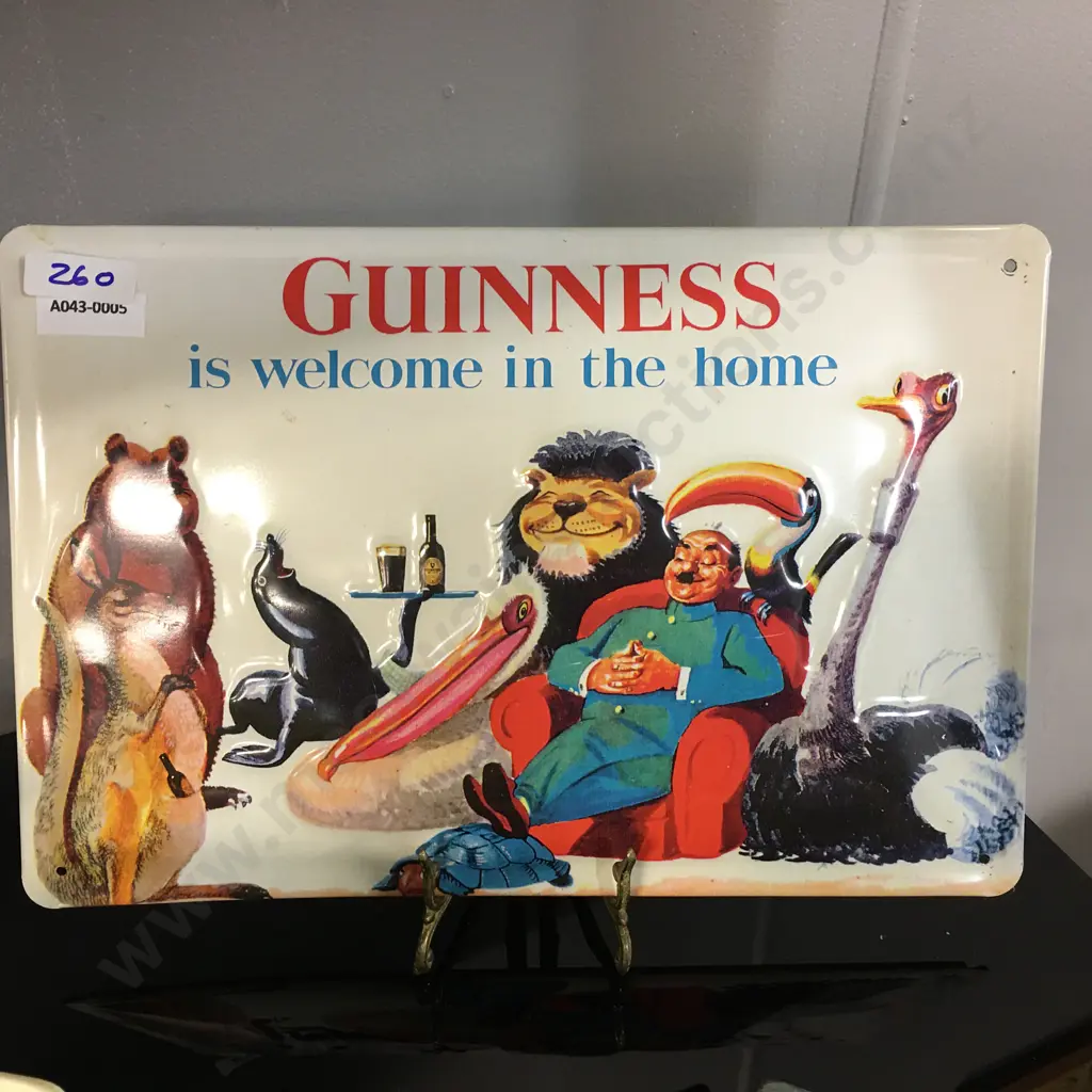 Embossed Tin Animals "Guinness Is Welcome" Sign. 20 x 30cm Image 1++