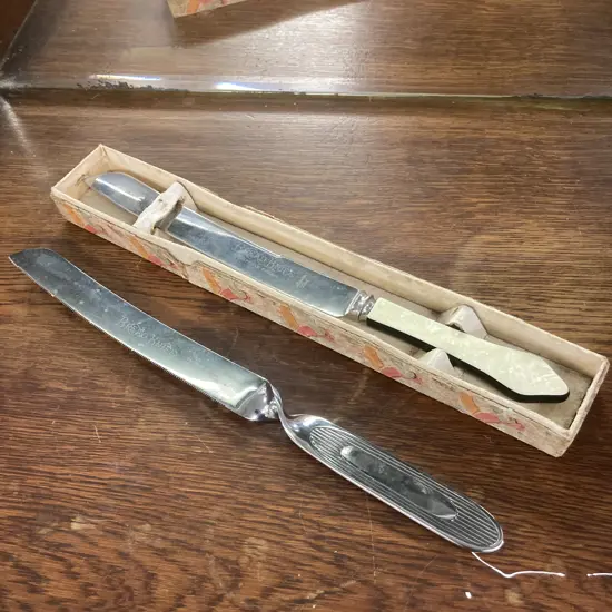 George Clark ltd Voluto Silver Fox Stainless Steel Bread Knife Sheffield England & Bread Knife With Faux Mother Of Pearl