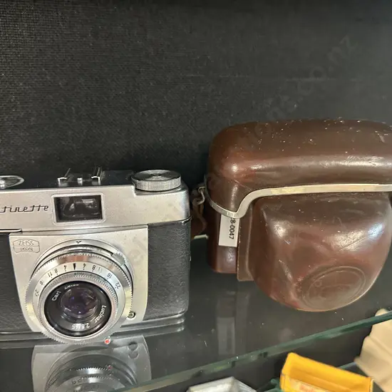 Zeiss Ikon Continette With a Carl Zeiss Lucinar 45mm f/2.8 lens, Brown Leather Fitted Case