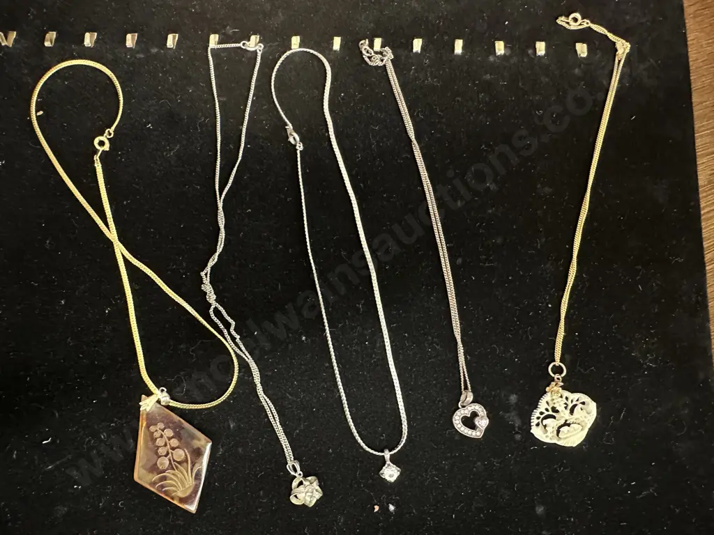 Assorted Costume Jewellery Necklaces On Black Display Stand Image 1++