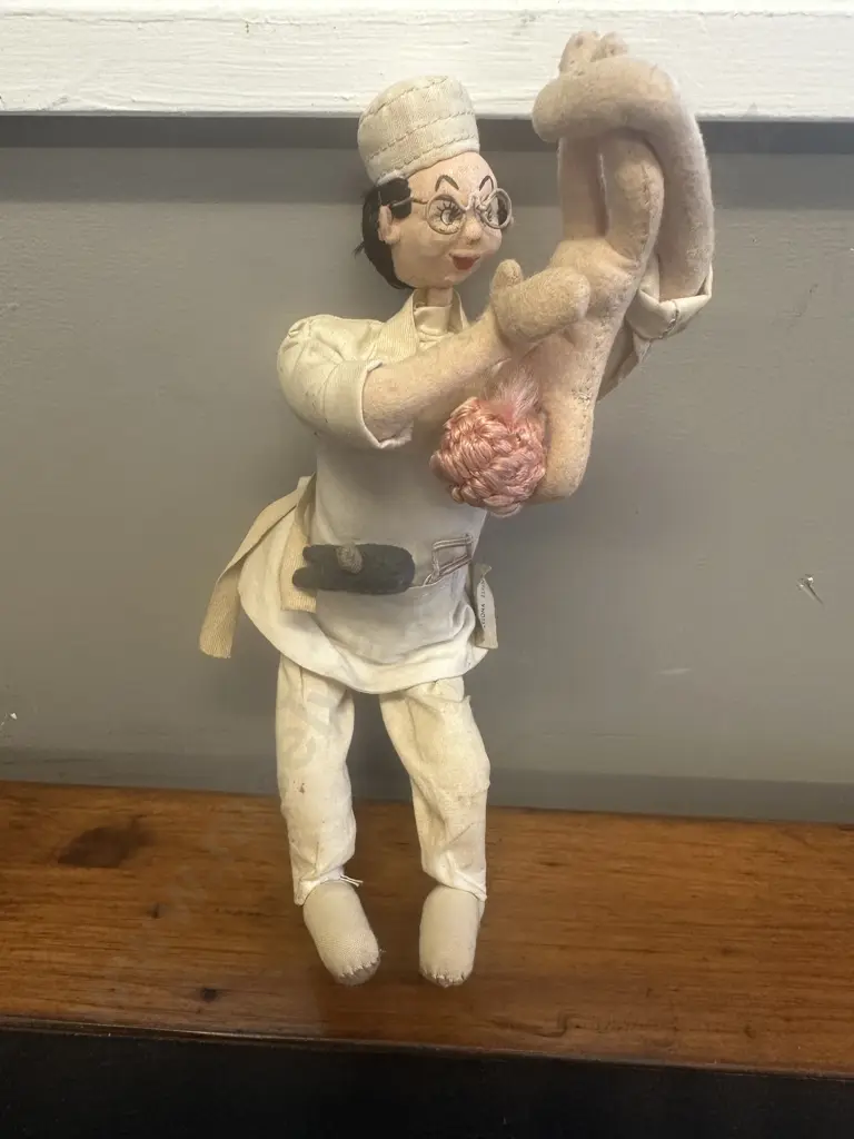 Vintage Roldan Doctor & Baby Soft Sculpture Cloth Doll With Original Tag,1950s Barcelona Spain. 29cm Image 1++