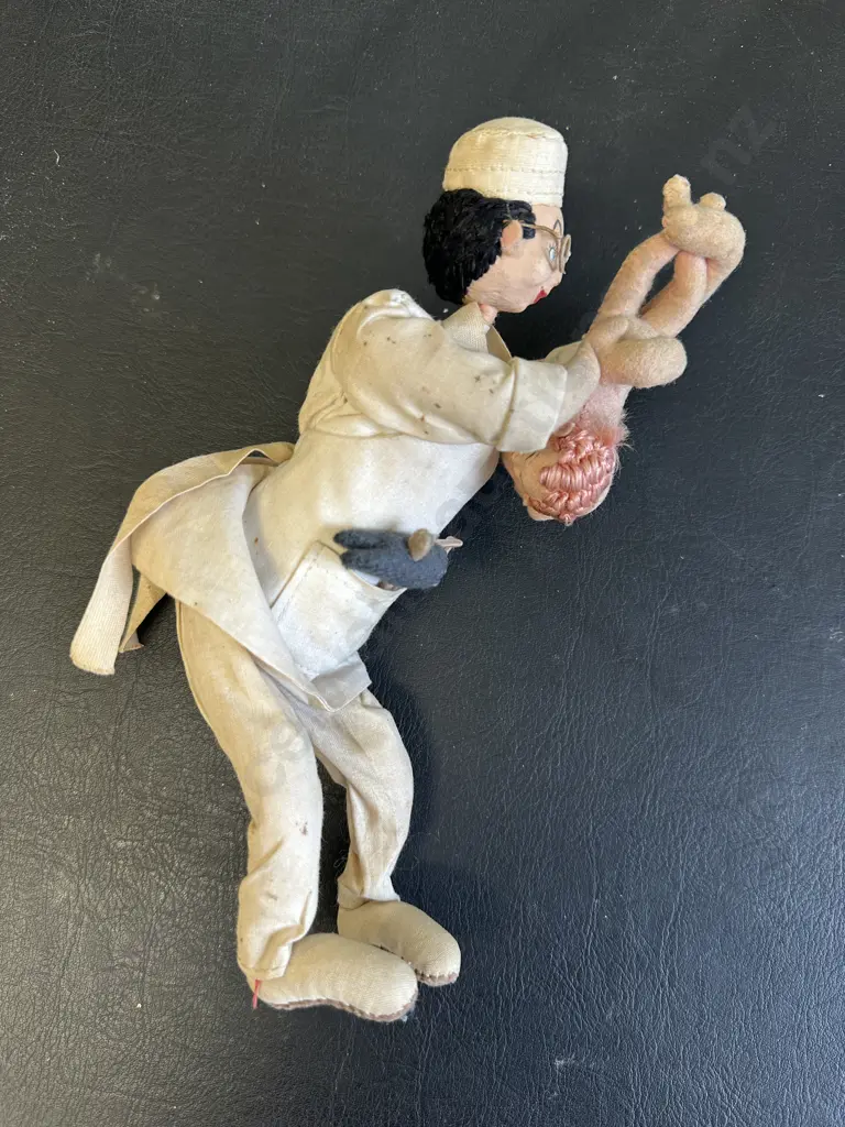 Vintage Roldan Doctor & Baby Soft Sculpture Cloth Doll With Original Tag,1950s Barcelona Spain. 29cm Image 1++
