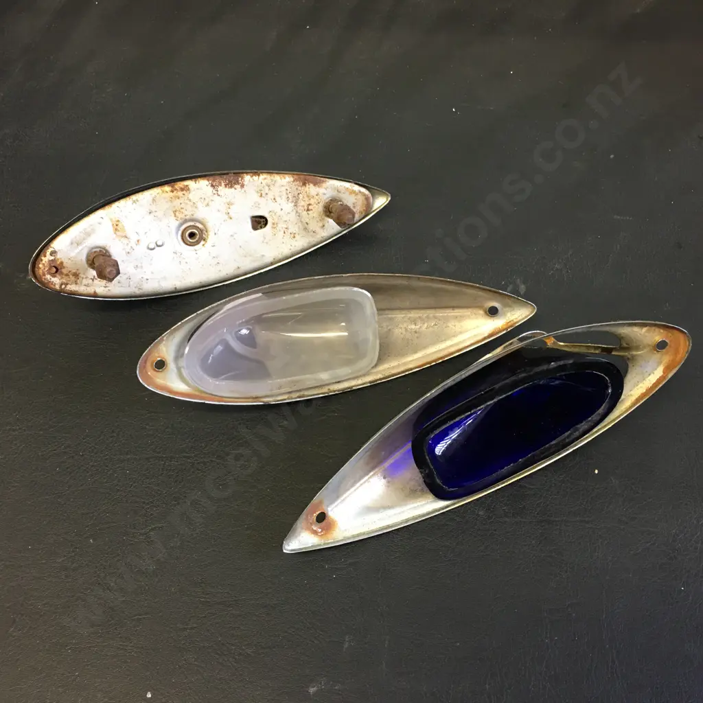 Vintage Bugatti / Delahaye Style Fender Position Lamps, Chrome Plated (Two Missing Bases) Image 1++