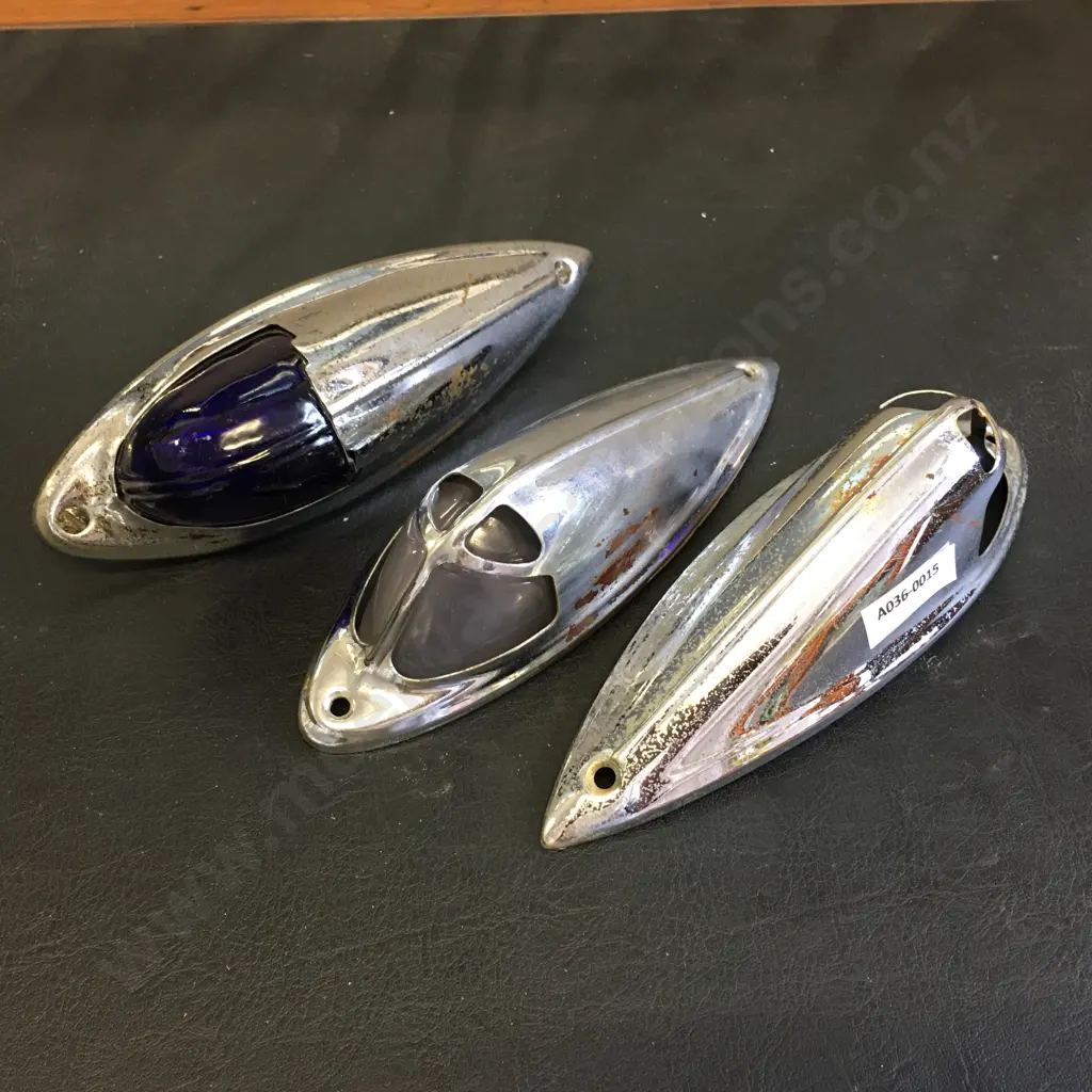 Vintage Bugatti / Delahaye Style Fender Position Lamps, Chrome Plated (Two Missing Bases) Image 1++