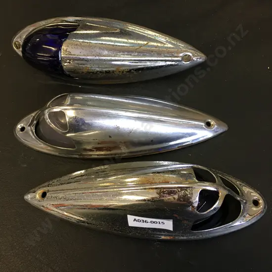 Vintage Bugatti / Delahaye Style Fender Position Lamps, Chrome Plated (Two Missing Bases)