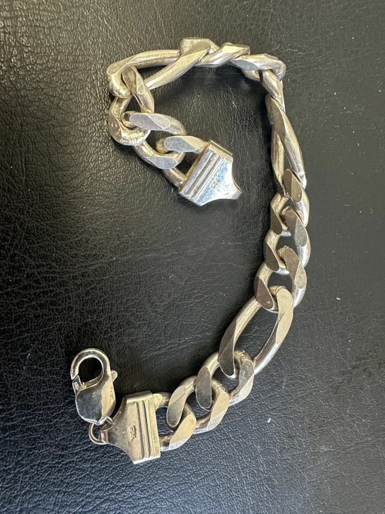 925 Heavy Vintage Curb Link Mens Bracelet 55gms Image 1++