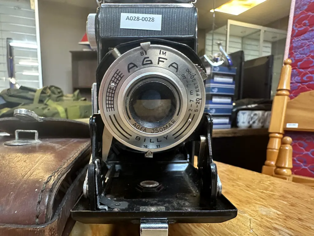 Vintage AGFA Billy Folding Bellows Camera With Leather Case, Agfa Jsomar Lens Image 1++