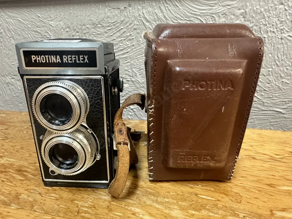 Vintage Rare 1950s Photovat Photina Reflex Twin Lens Camera With Original Case Image 1++