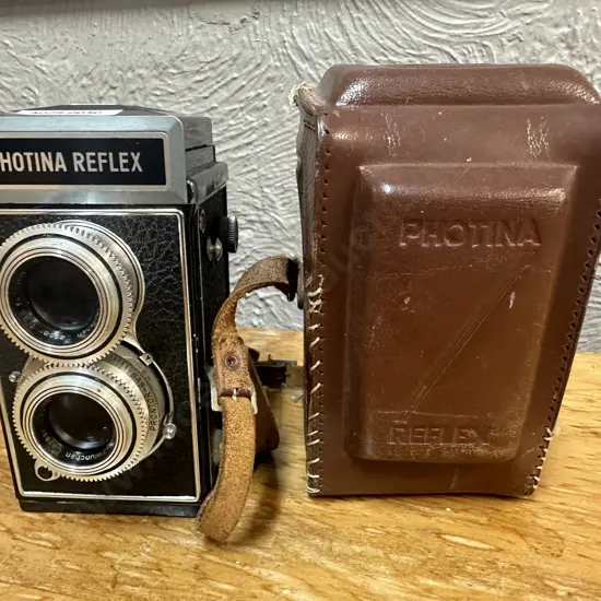 Vintage Rare 1950s Photovat Photina Reflex Twin Lens Camera With Original Case