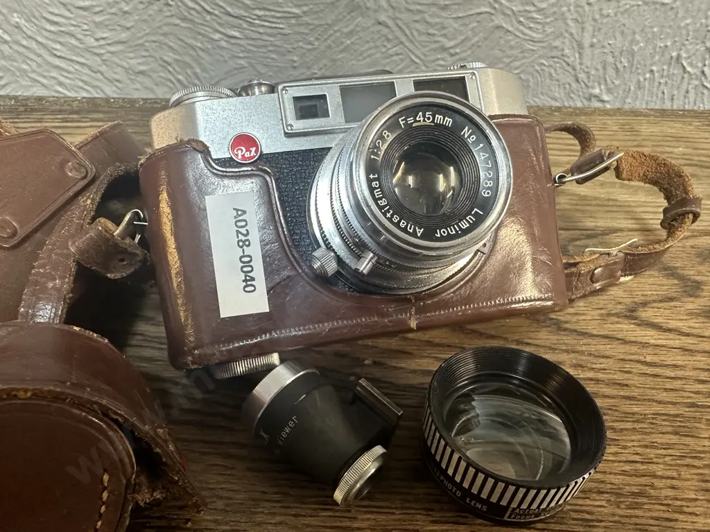 Vintage Pax M43 45mm Camera Japan With Luminor 1:2.8 45mm Lens, Telephoto Lens, Viewer & Cases Image 1++