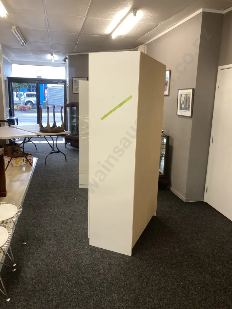 Mr Shelf White Double Door Storage Wardrobe. H196 W100 D50cm Image 1++