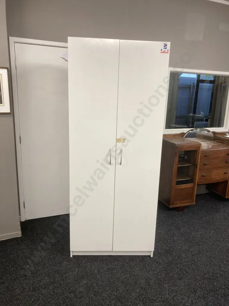 Mr Shelf White Double Door Utility Storage Cupboard. H196 W80 D42.5cm Image 1++