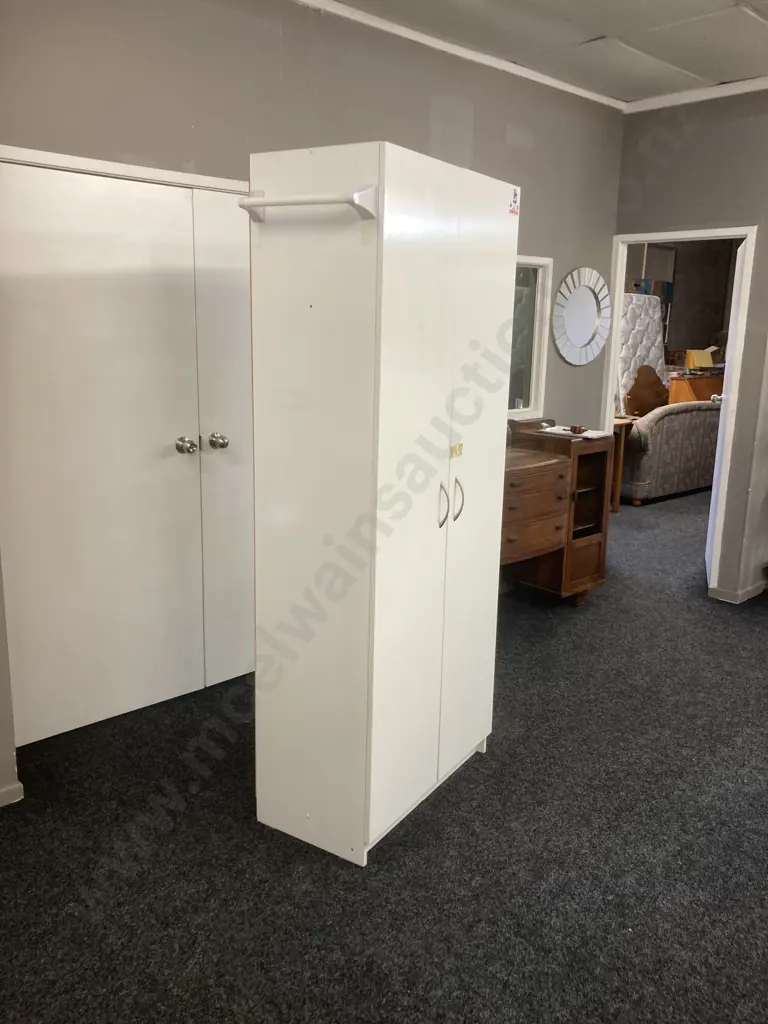 Mr Shelf White Double Door Utility Storage Cupboard. H196 W80 D42.5cm Image 1++