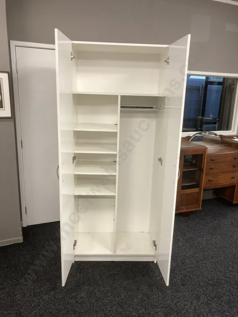 Mr Shelf White Double Door Utility Storage Cupboard. H196 W80 D42.5cm Image 1++