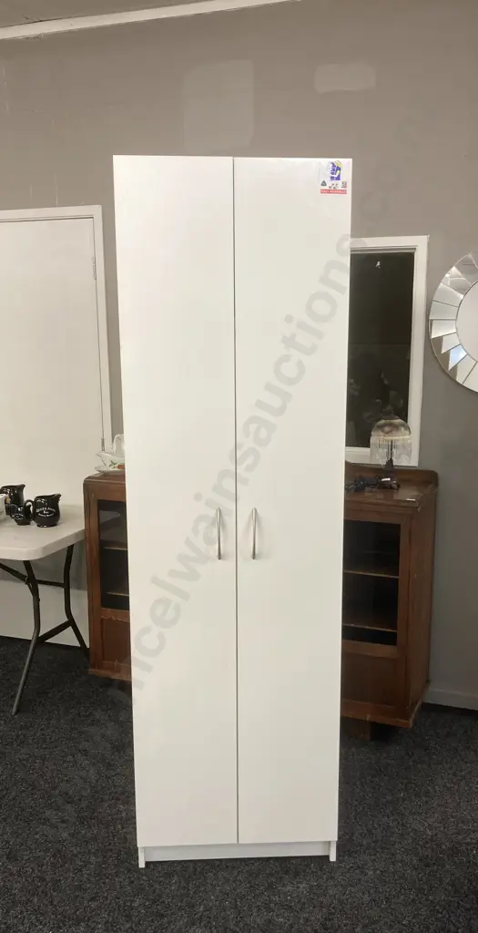 Mr Shelf White Double Door Utility Storage Cupboard. H196 W58 D42.5cm Image 1++
