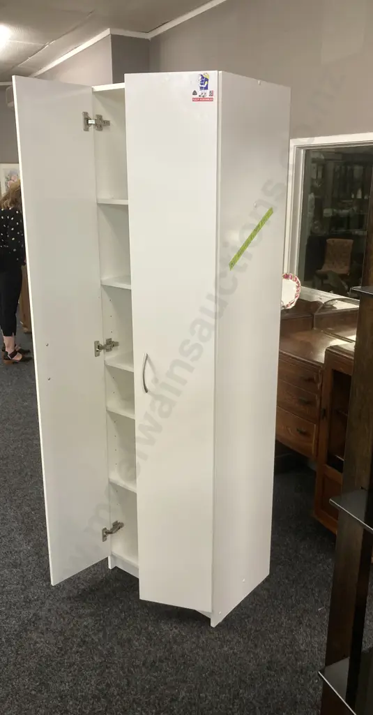 Mr Shelf White Double Door Utility Storage Cupboard. H196 W58 D42.5cm Image 1++