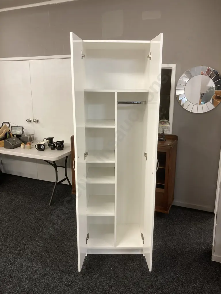 Mr Shelf White Double Door Utility Storage Cupboard. H196 W58 D42.5cm Image 1++
