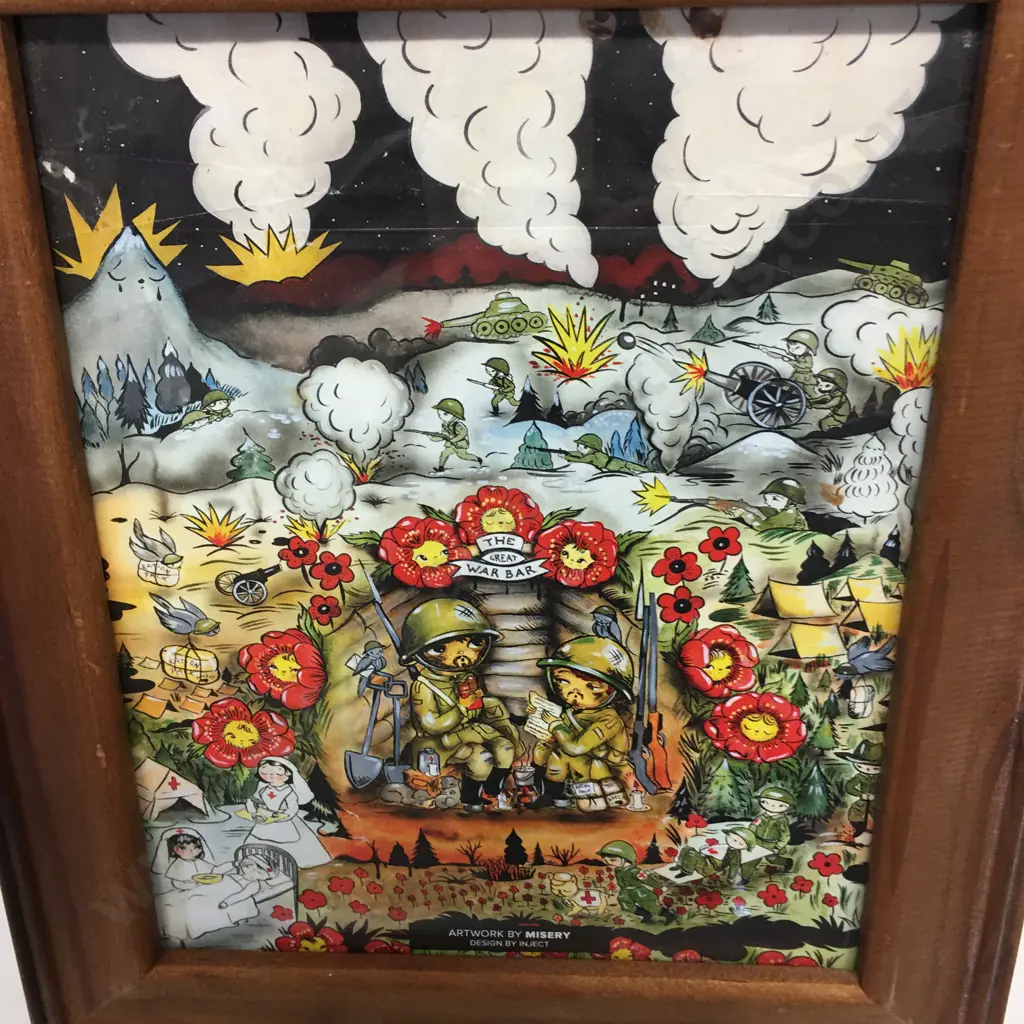 Framed Wellington Chocolate Factory "The Great War" Bar - Artwork by Misery (Tanya Jade Thompson) Design By Inject. Image 1++