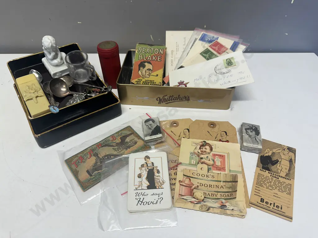 Selection of Vintage Items - Pewter Pendant, Stamps, Postcards Etc Image 1++