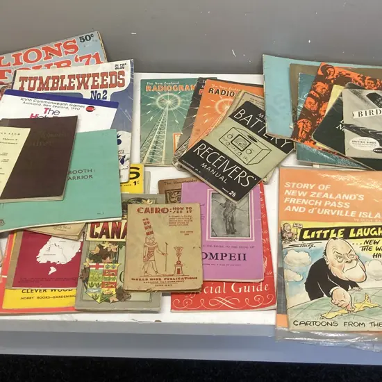 Box Lot Vintage & Antique Items, Race Cards, Maps, Pamphlets, How To Magazines, Albums & Cards Etc