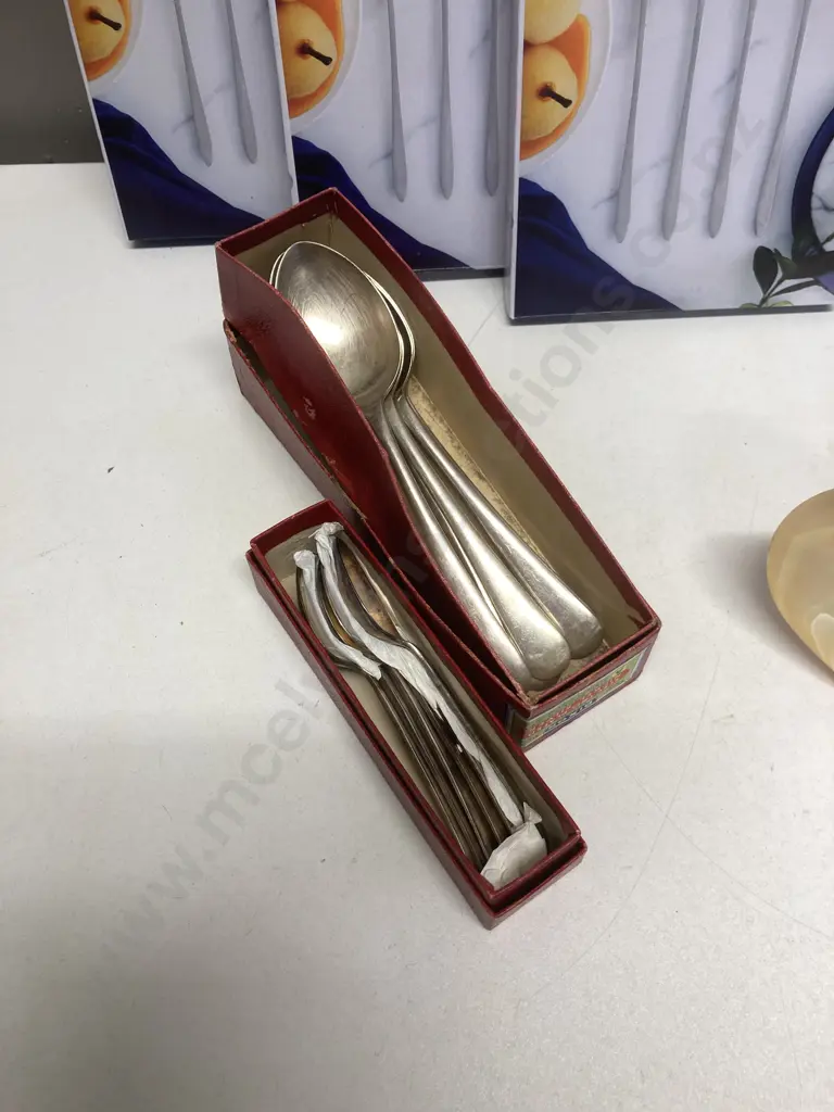 Antique Opera Glasses With Case, Turned Wooden Candlesticks, Boxed Cutlery Etc Image 1++