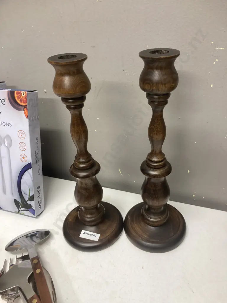 Antique Opera Glasses With Case, Turned Wooden Candlesticks, Boxed Cutlery Etc Image 1++