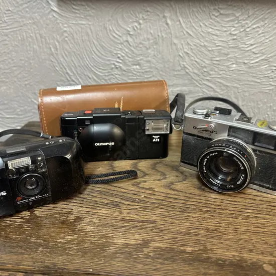 Olympus MJU-1 Compact Film Camera, XA with Electronic A11 Flash & Olympus 35 RD Rangefinder 35mm Film Camera