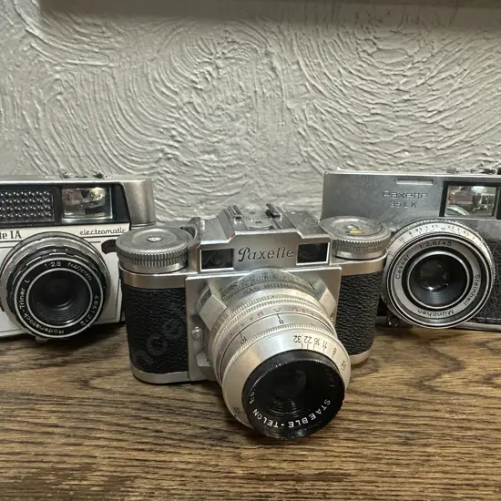 Paxette Germany 35 Viewfinder Camera Cassar 45mm f/1.8 Lens, Braun Paxette Electromatic & Braun Paxette IIM Cameras
