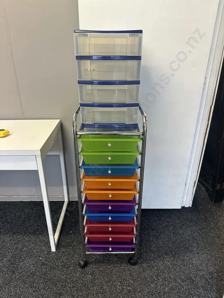 Taurus Desk Top 4 Drawer With Mobile 10 Drawer Storage Cart Image 1++