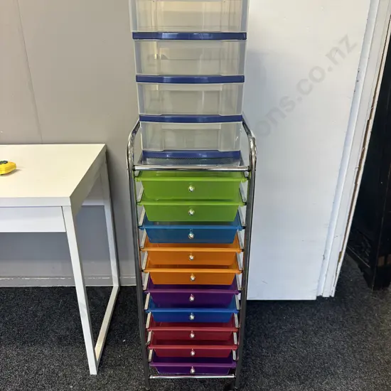 Taurus Desk Top 4 Drawer With Mobile 10 Drawer Storage Cart