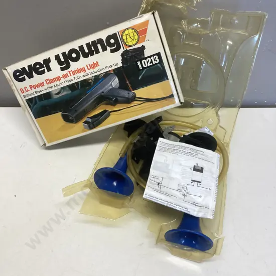 Fisa Twin Air Horn Kit 12 Volt Made In Italy & Vintage ever young D.C. Power Clamp-on Timing Light Model 0213